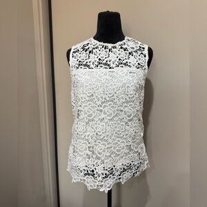Nanette Lepore White Lace Sleeveless Top